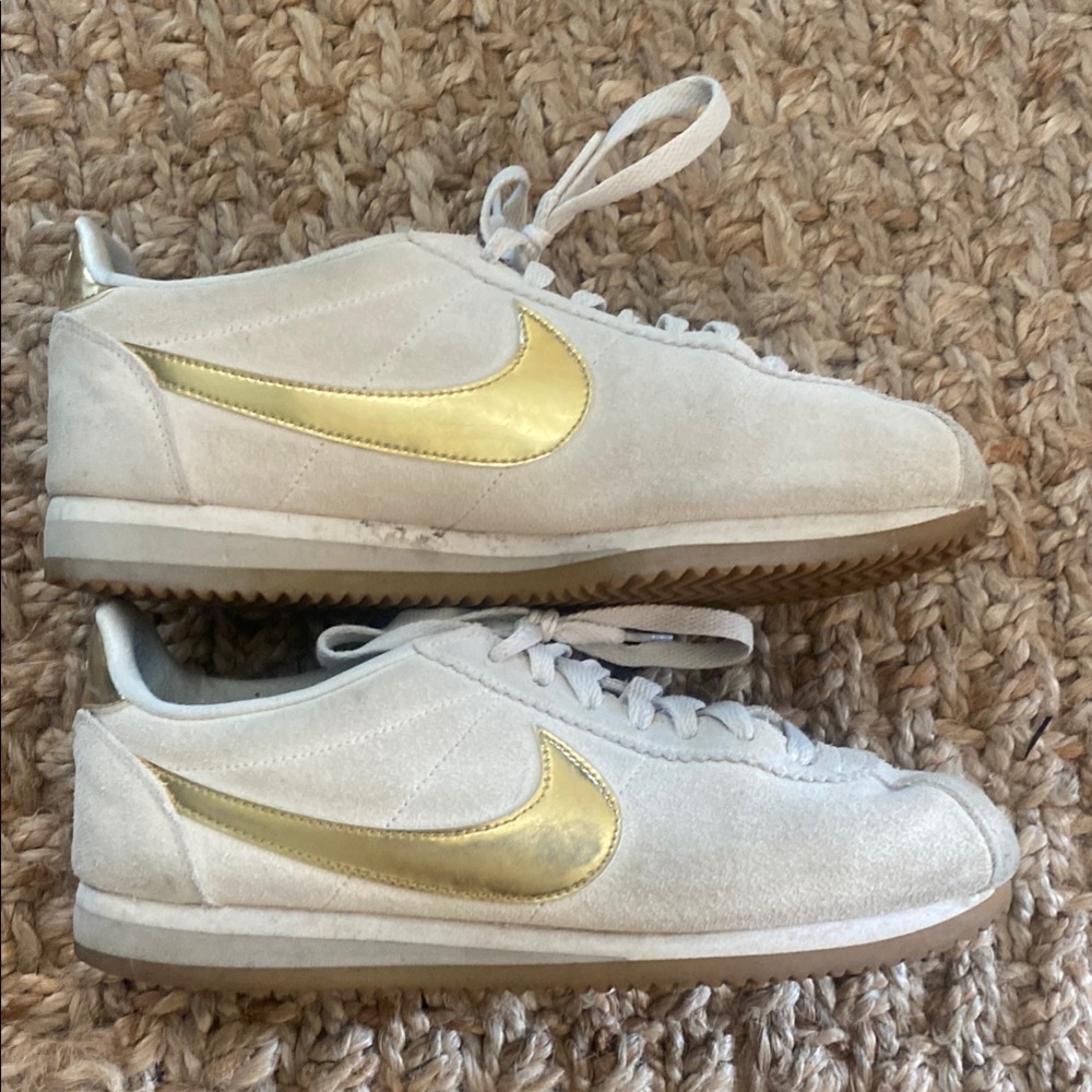Nike Cortez Cream and Gold Casual suede Sneakers
